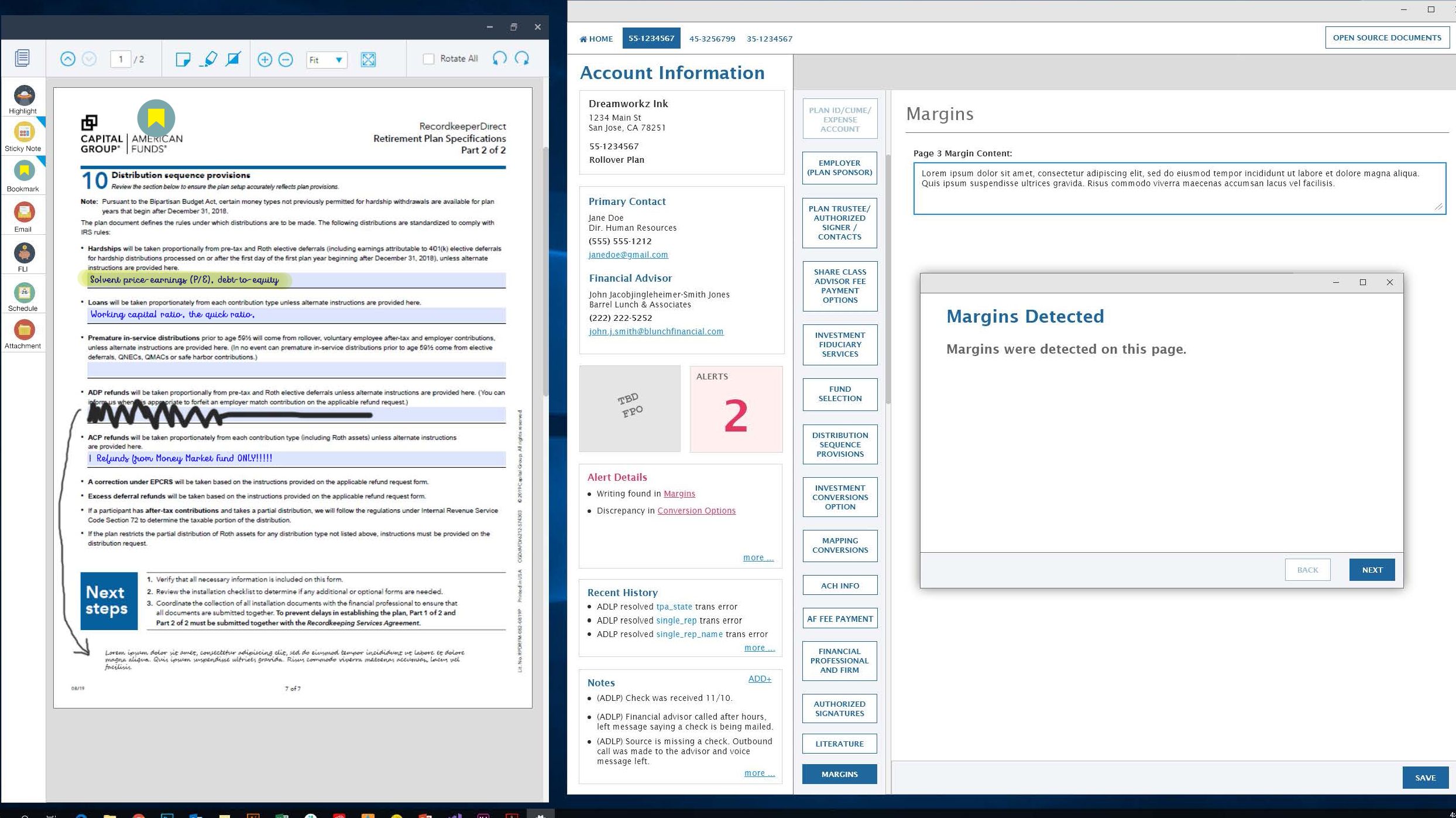 Digitized document markup
