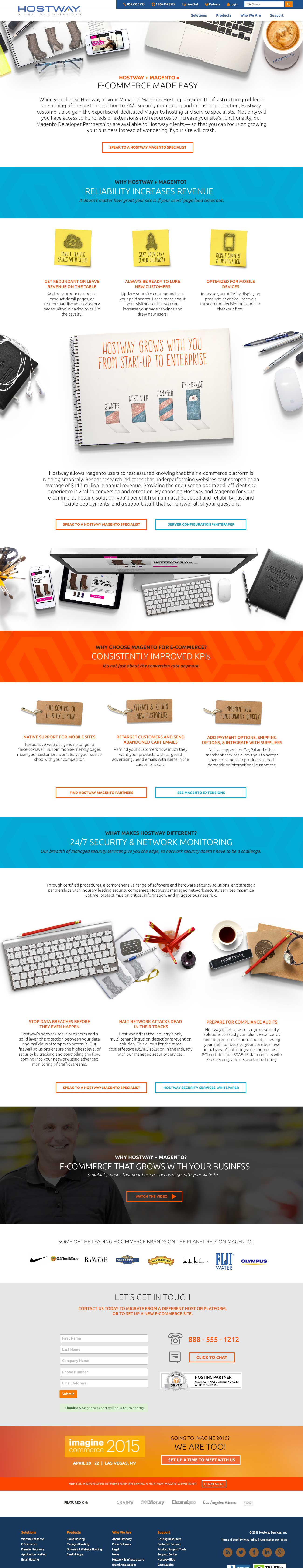 Full Hostway Magento product landing page