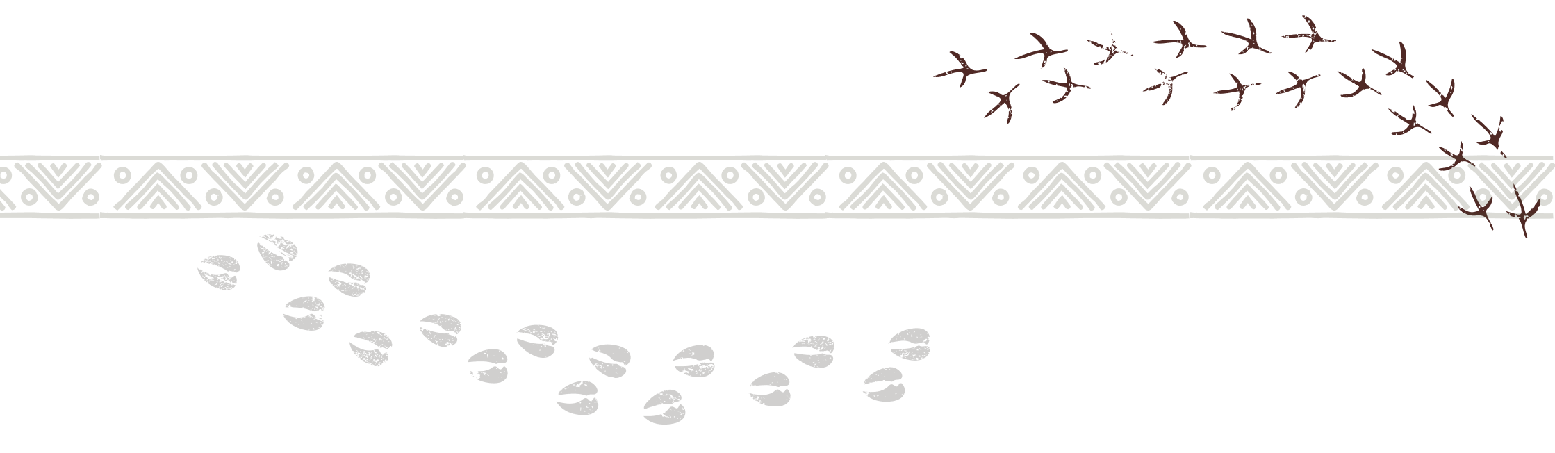 HUNT CK patterned border with bird and hoof tracks